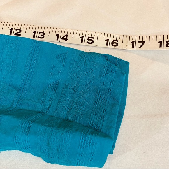 Beautiful Alfred Dunner teal neru collar tunic with embroidered details 8P - Picture 8 of 9